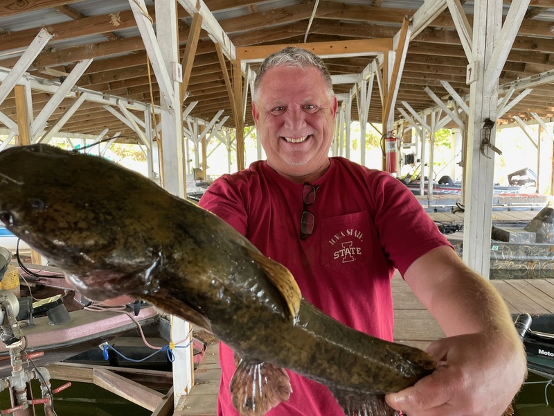 Fisherman Mike with a nice one Here at Blackburns Resort and Boat Rental on Norfork Lake. Scuba Steve likes these. 