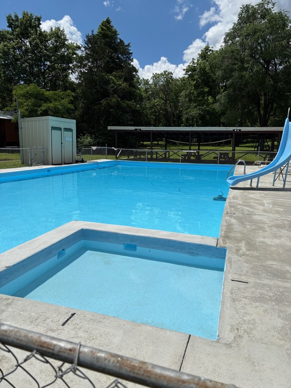 Our Big 30x60 pool with slide and baby pool is ready for your visit. 