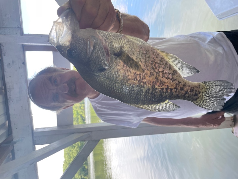 Scuba Steve with a nice one caught off his dock. Come on down. 870-492-5115