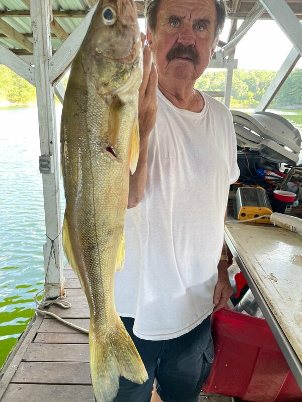 Scuba Steve with a nice one diving Norfork Lake. 
