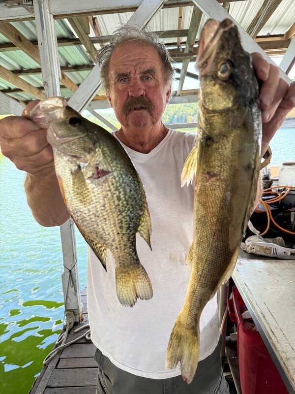 Scuba Steve with some nice ones this morning Diving Norfork Lake. You can cool off at 31-feet.  