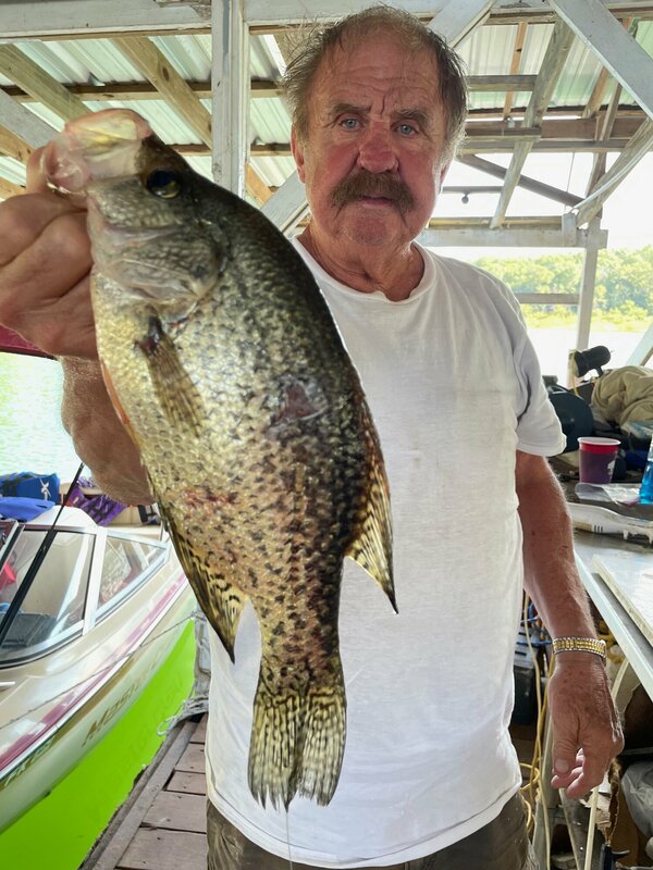 Scuba Steve with a nice one caught off his new brush pile. 