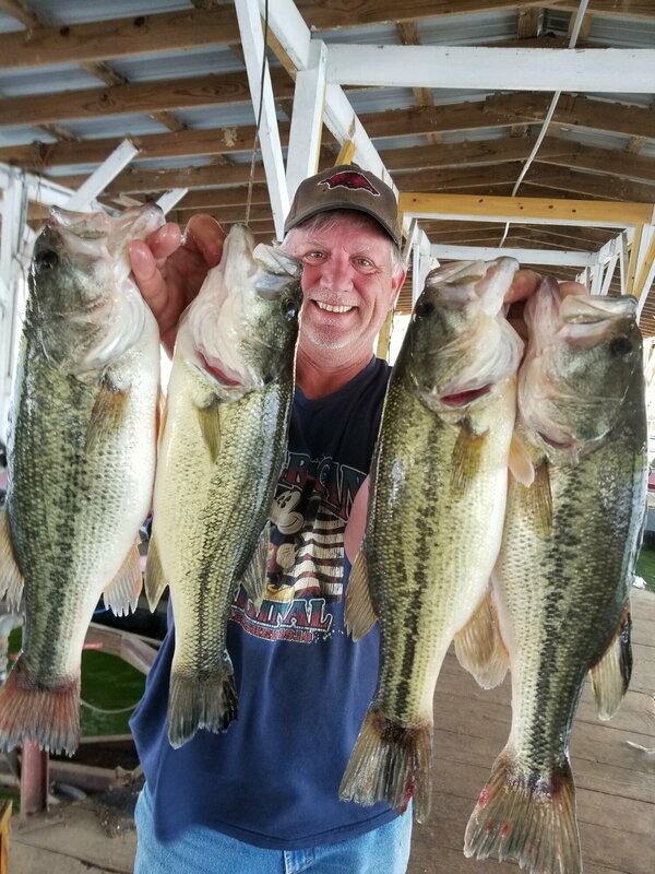 Fisherman Mike with some nice ones caught off Scuba Steve's brush piles and released under his dock.