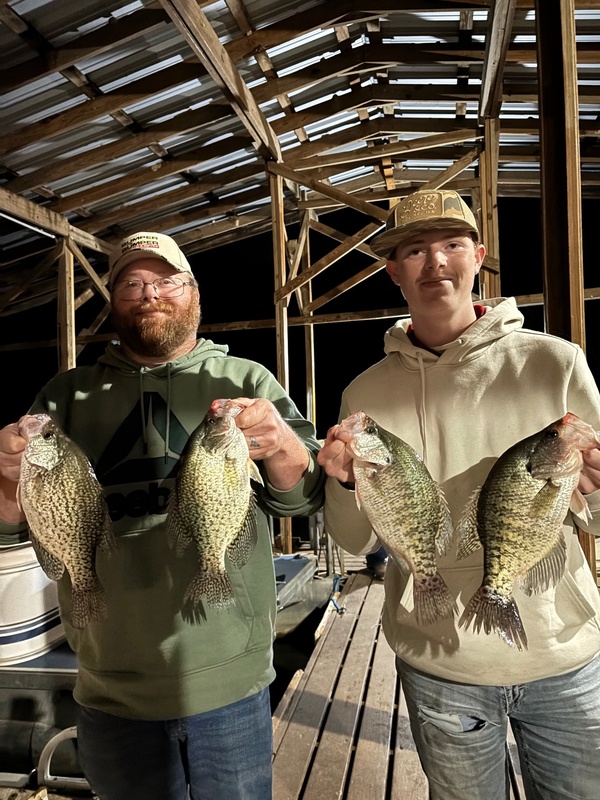 Jeff and Hunter Barber with some nice Norfork Lake Crappie. They are a nice family and good fishermen.and we are always glad to see them. 